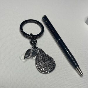 Coach Black Pear Keychain with a Black Coach Pen